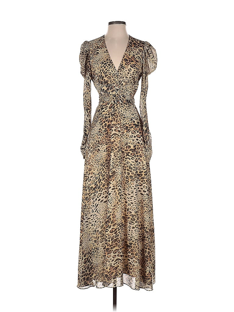 Ronny Kobo 100% Polyester Leopard Print Tortoise Snake Print Animal Print Brown Casual Dress Size S - photo 1