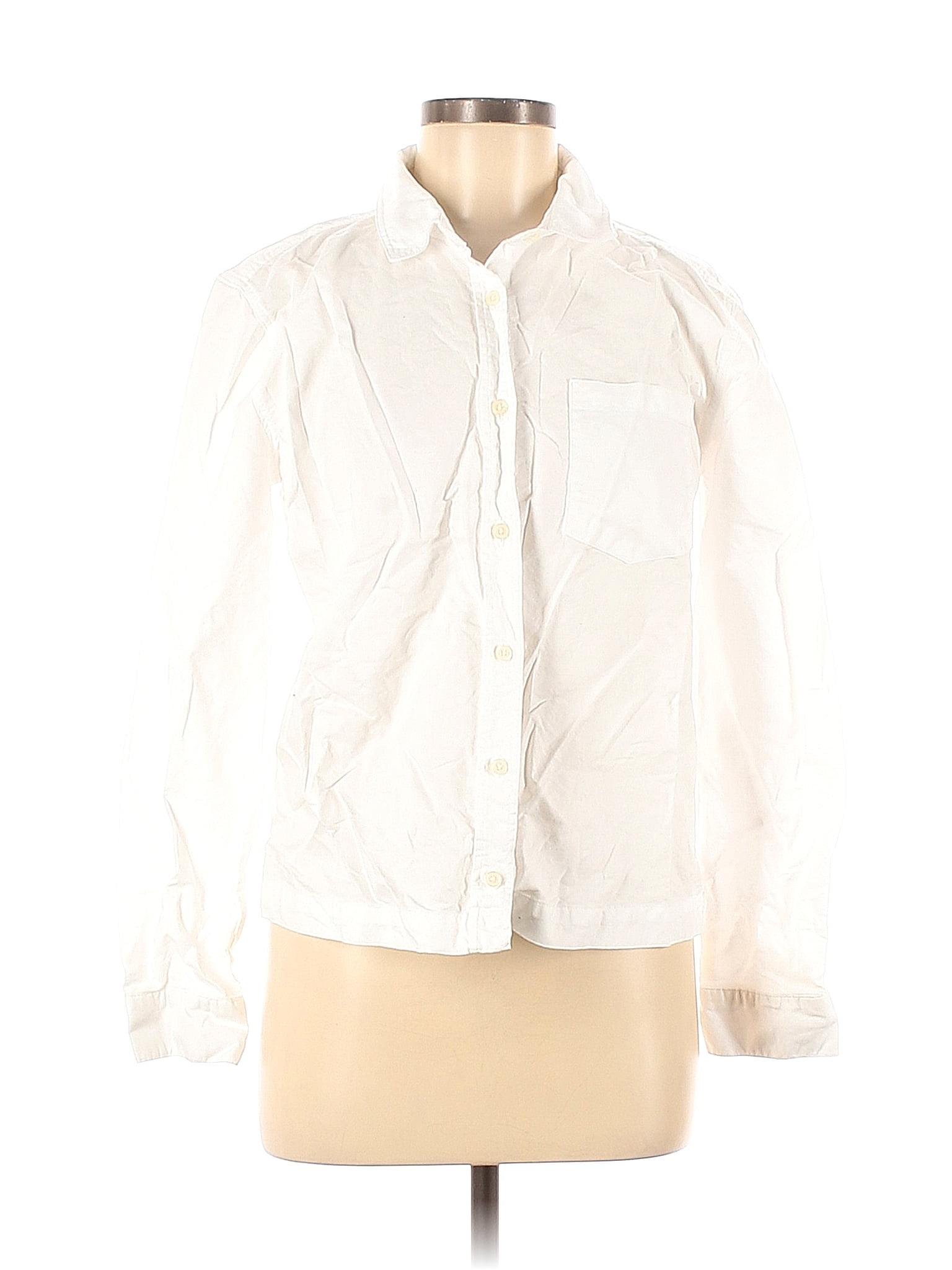 Alexander Jordan 100% Cotton White Long Sleeve Button-Down Shirt Size M ...