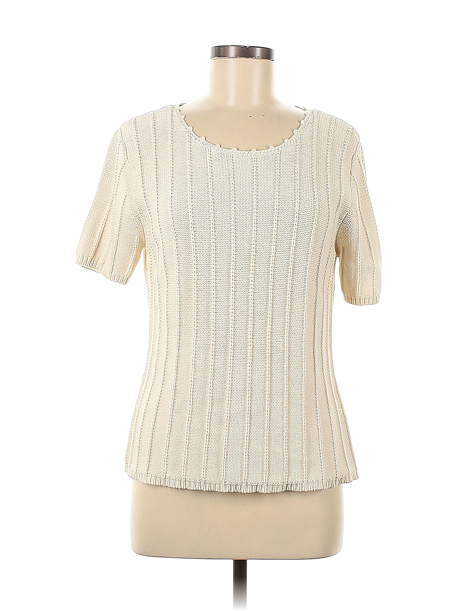 Blouse Polo Femme Liz Claiborne - Taille M, Couleur Crème, Manches Longues, Neuf Avec étiquettes