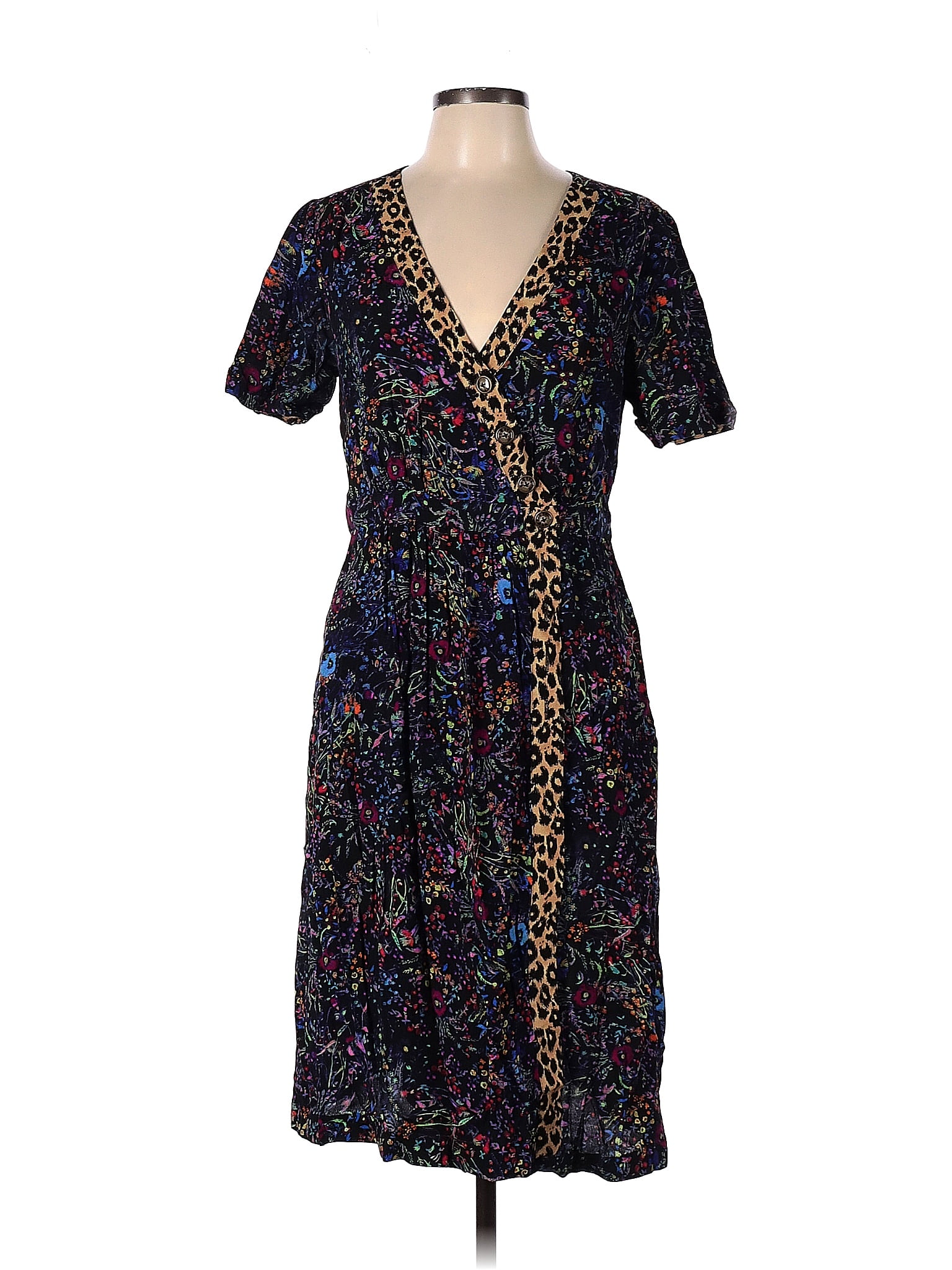 Maeve by Anthropologie 100% Viscose Multi Color Black Casual Dress Size ...