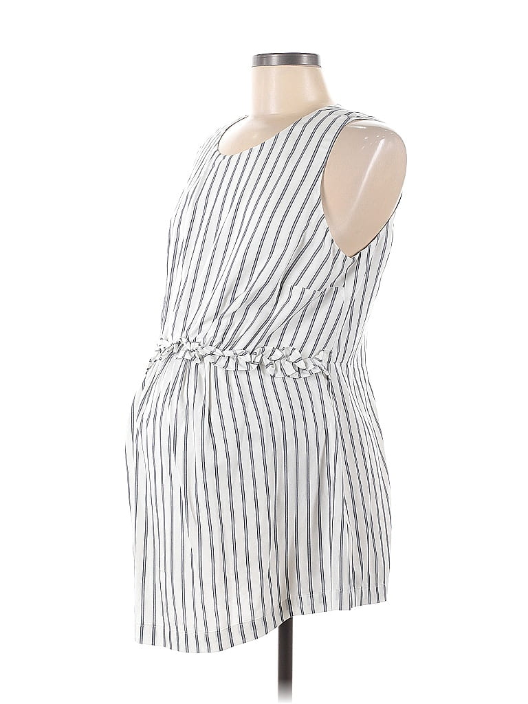 A Pea in the Pod 100% Rayon Stripes White Casual Dress Size M (Maternity) - photo 1