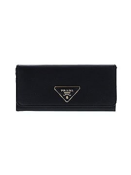 Prada Daino Small Zip Around Leather Wallet in Black