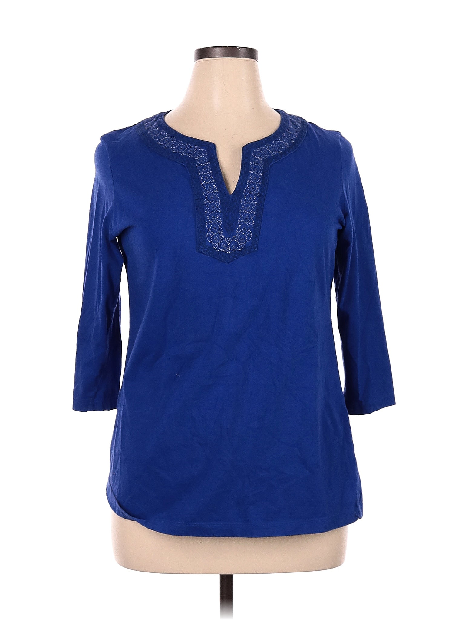 Kim Rogers 100% Cotton Blue Long Sleeve Top Size XL - 31% off | thredUP