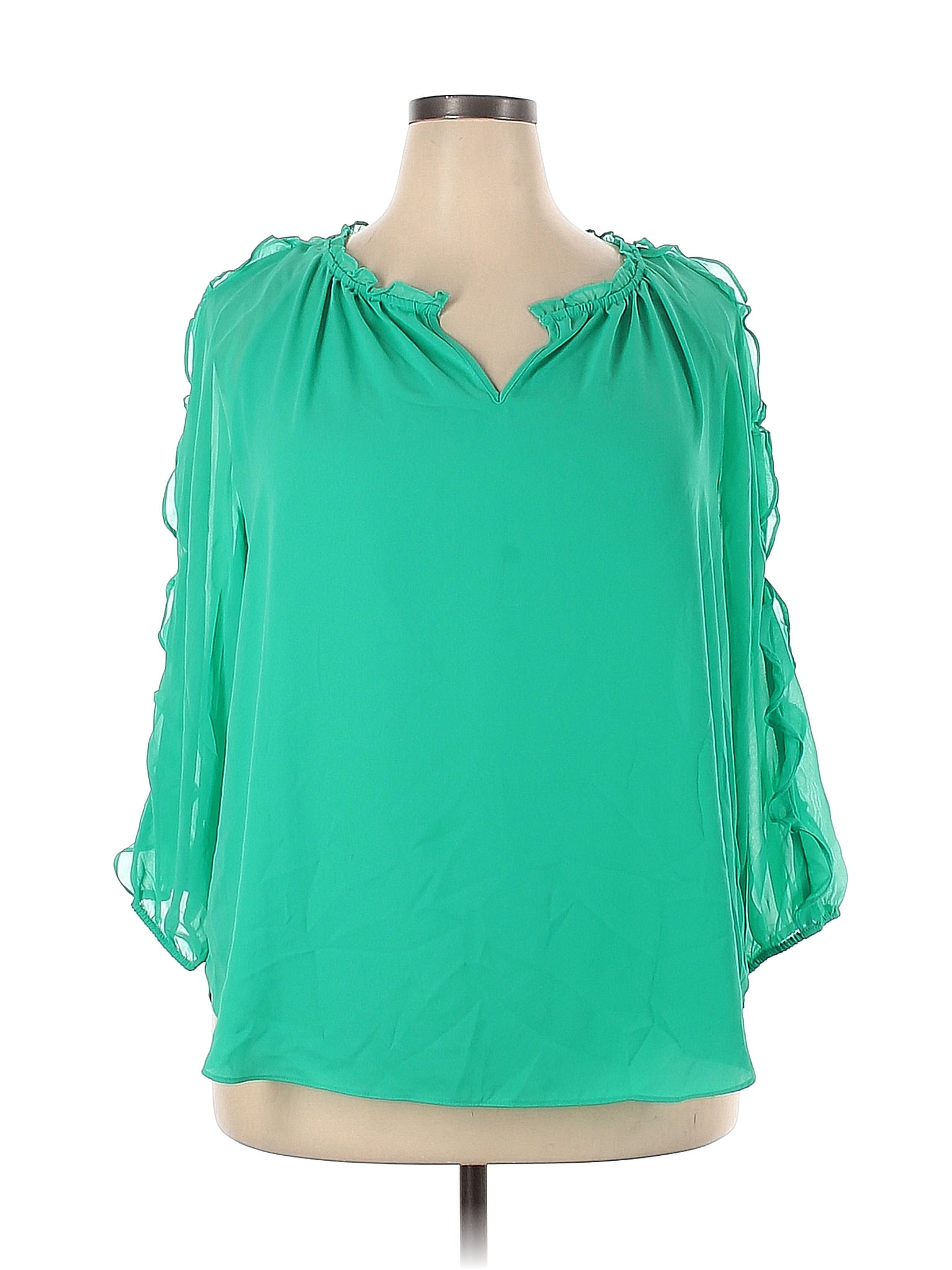 Cato 100% Polyester Green Long Sleeve Blouse Size 18 (Plus) - 40% off ...