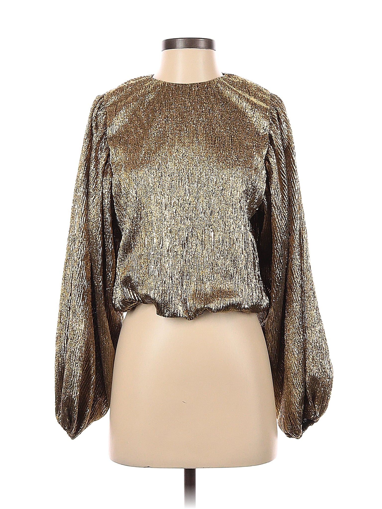 Vici 100 Polyester Metallic Gold Long Sleeve Blouse Size Xs 70 Off