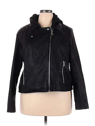Alivia Ford 100% Polyester Black Faux Leather Jacket Size 3X (Plus) - 43%  off