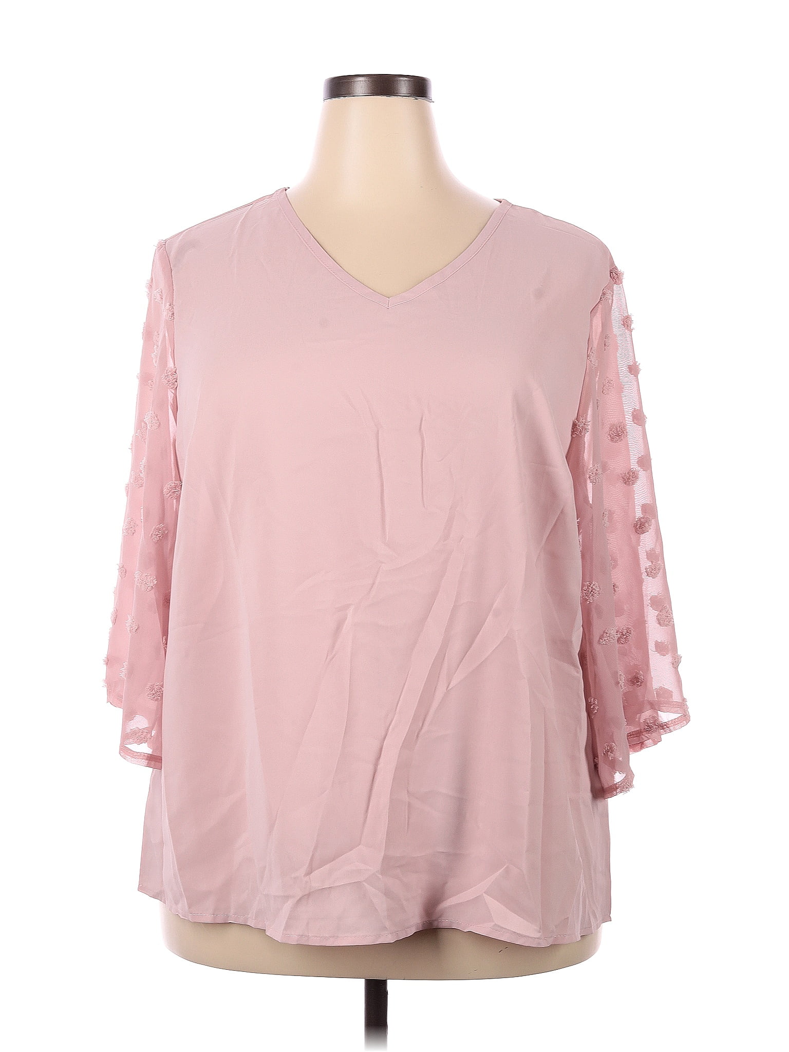 GREEN/PINK BLOUSE W/SMOCKED SLEEVES - 3XL main image 1