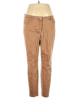 Ulla Popken Leggings Donna 485548 - Pantaloni Elasticizzati In Jersey Di Cotone, Vestibilità Aderente, Vita Comoda, Colore Marrone, Taglia 45W/32L