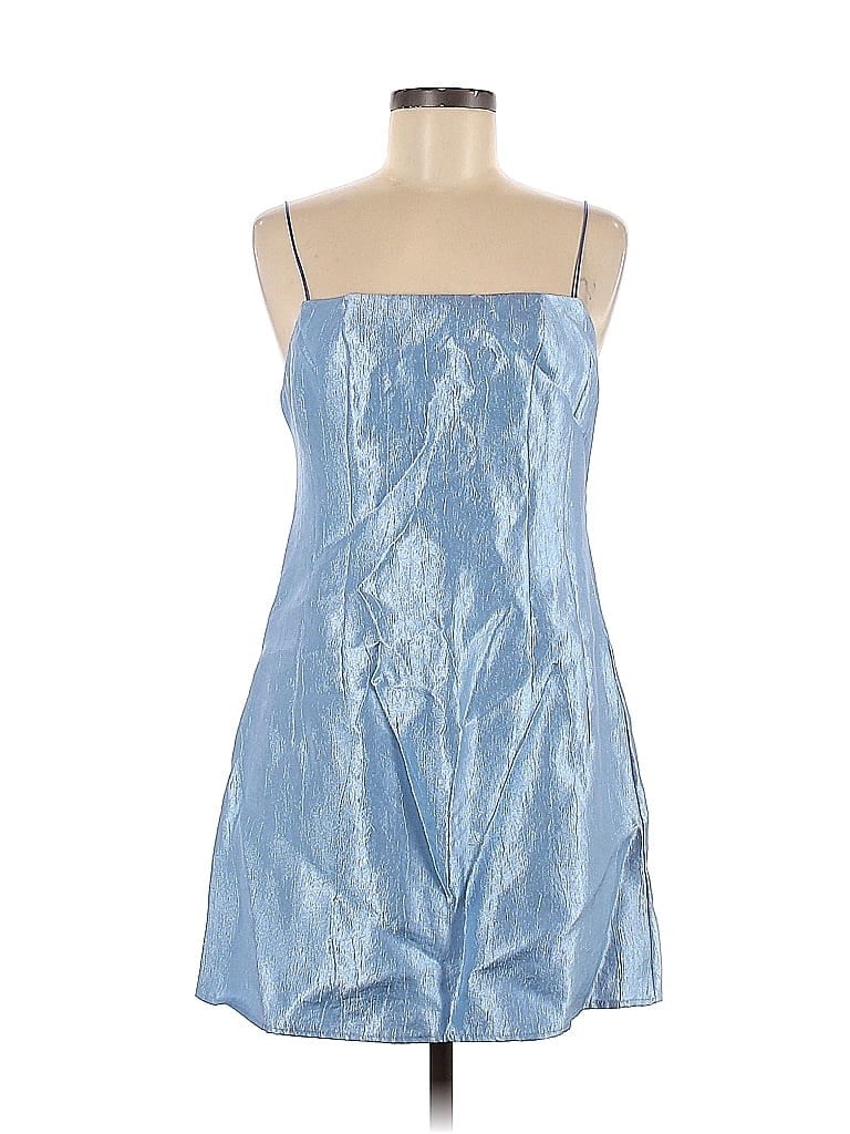 Topshop Acid Wash Print Brocade Blue Cocktail Dress Size 8 - photo 1