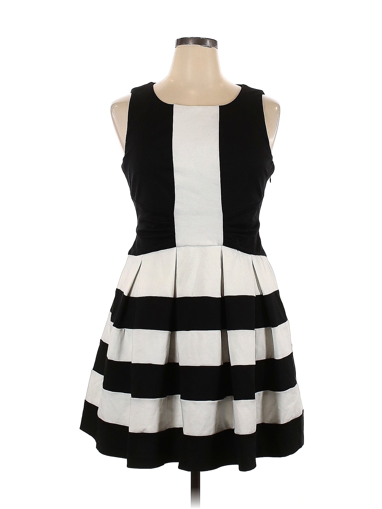 Elle Stripes Black Casual Dress Size 14 - 54% off | thredUP