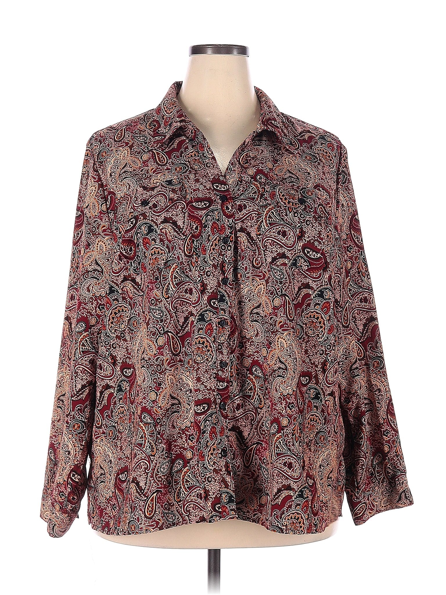 NY Collection Burgundy Long Sleeve Blouse Size 3X (Plus) - 72% off ...
