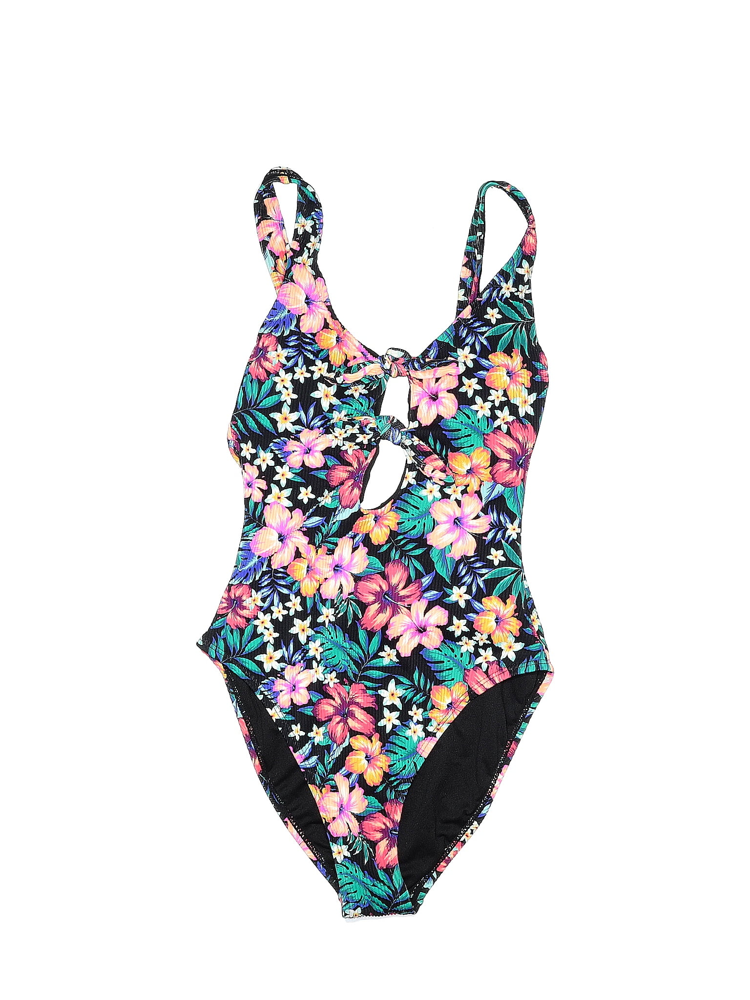 Island Soul Floral Multi Color Blue One Piece Swimsuit Size S 57 Off