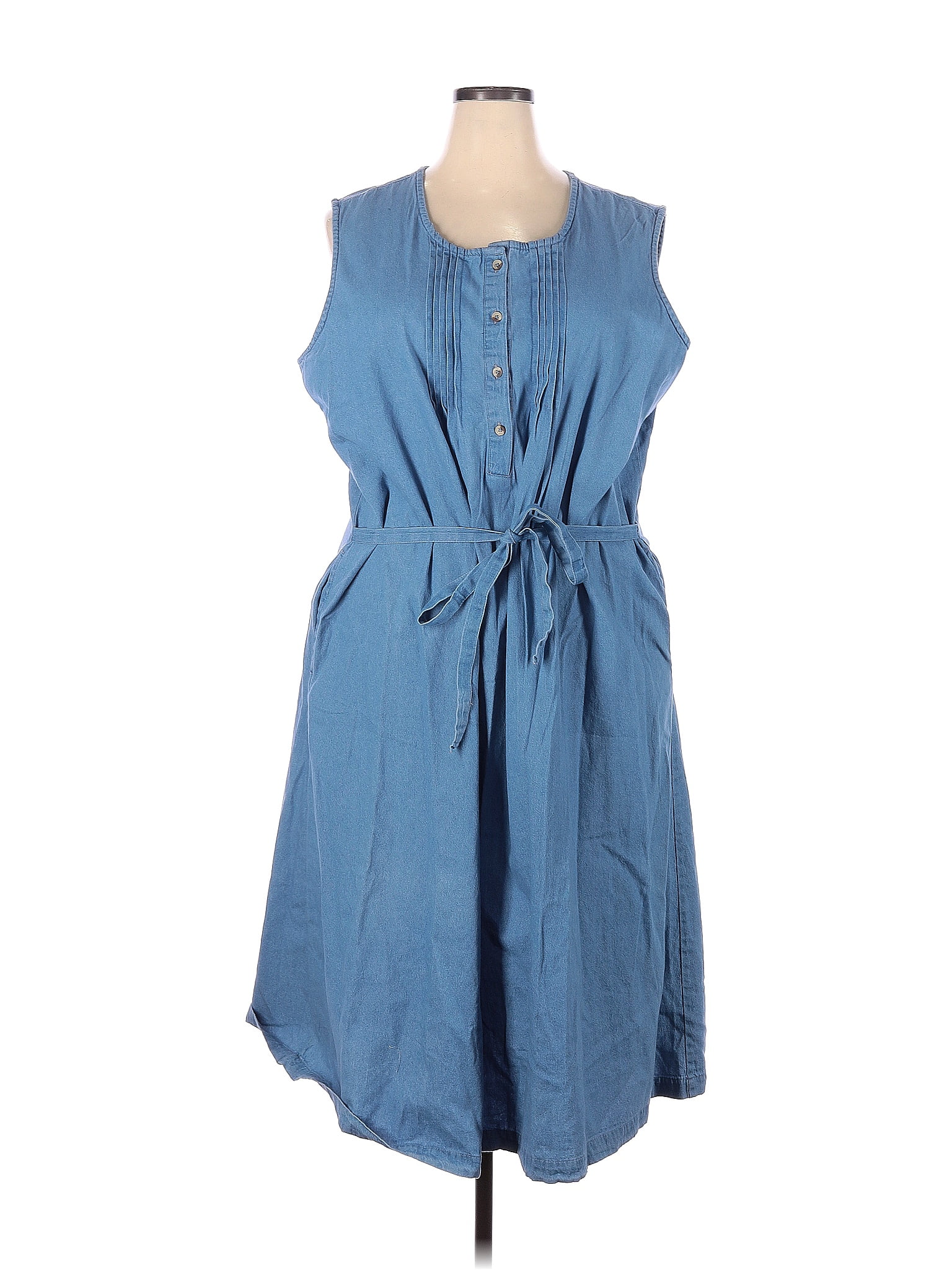 Anthony Richards 100 Cotton Solid Blue Casual Dress Size 2x Plus