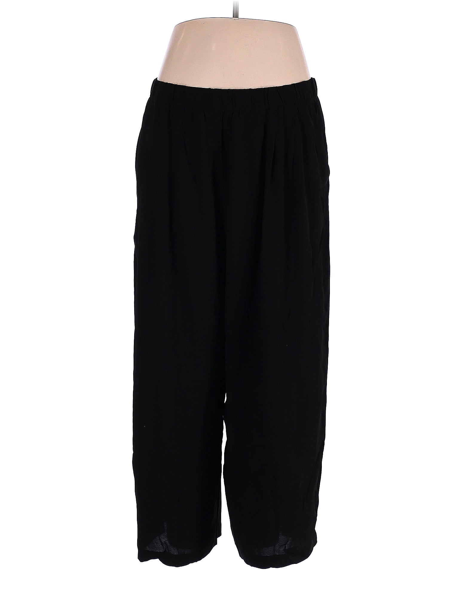 Pantaloni Eileen Fisher In Lana Nera A Gambe Larghe Cropped &ndash; Taglia L, Usati