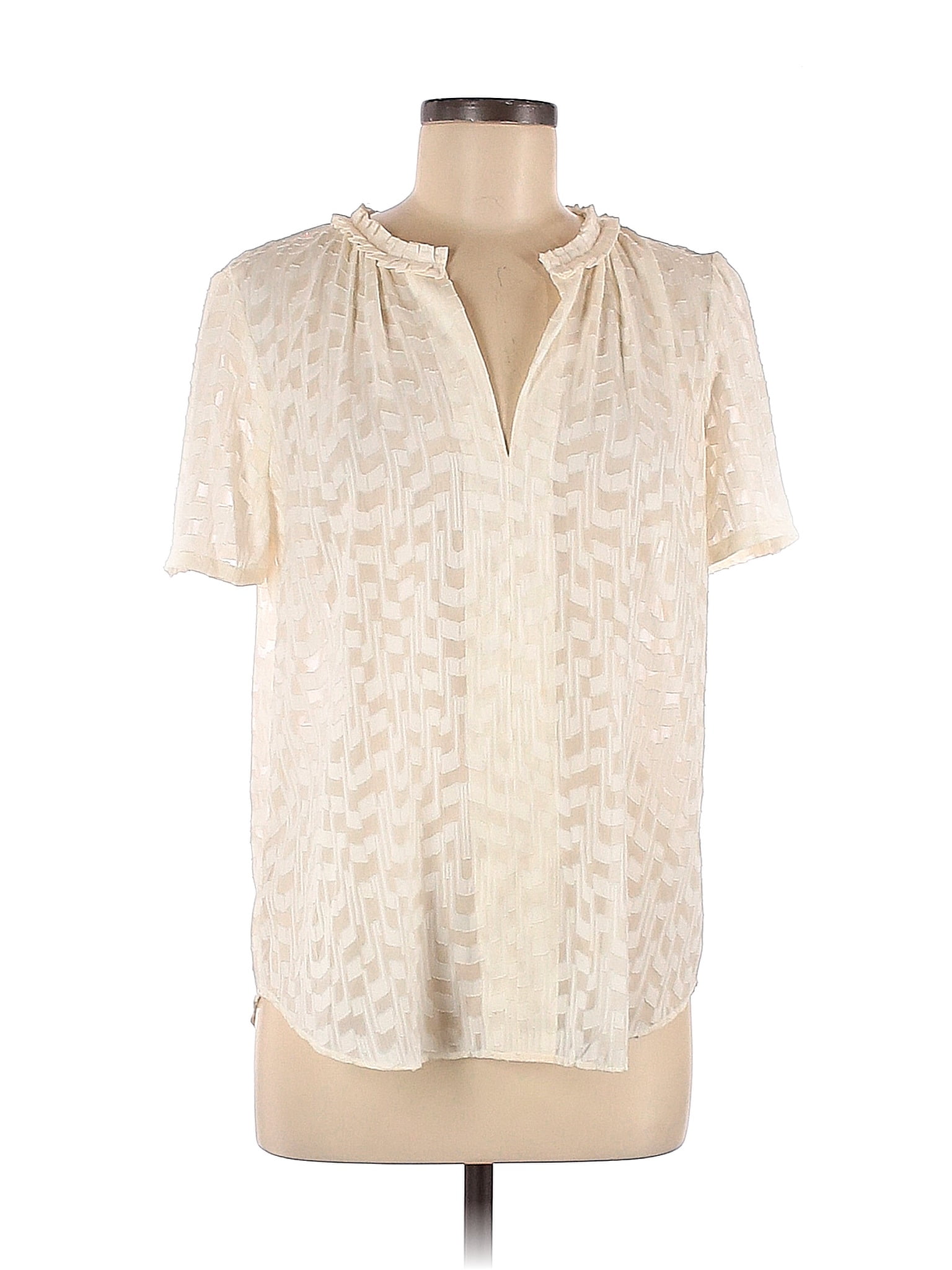 Ann Taylor 100 Polyester Ivory Short Sleeve Blouse Size M 70 Off