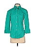 Perry Ellis Teal 3/4 Sleeve Button-Down Shirt Size 4 - photo 1