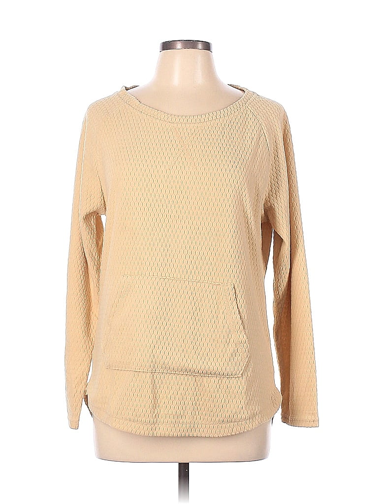 Serra 100% Polyester Color Block Solid Tan Pullover Sweater Size L - 40 ...