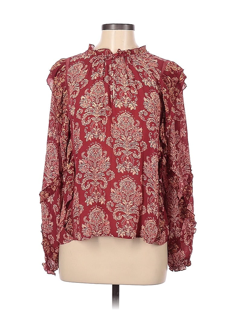 Seen Worn Kept 100% Viscose Burgundy Long Sleeve Blouse Size 8 - 75% ...