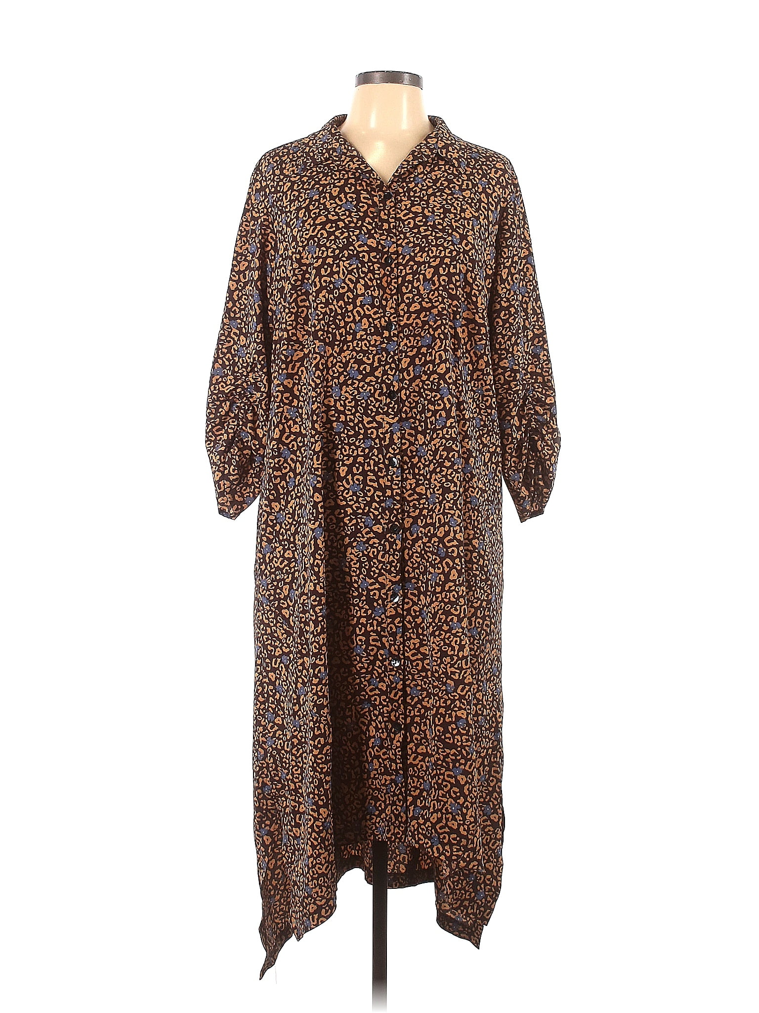 LOGO by Lori Goldstein Leopard Print Multi Color Brown Casual Dress ...