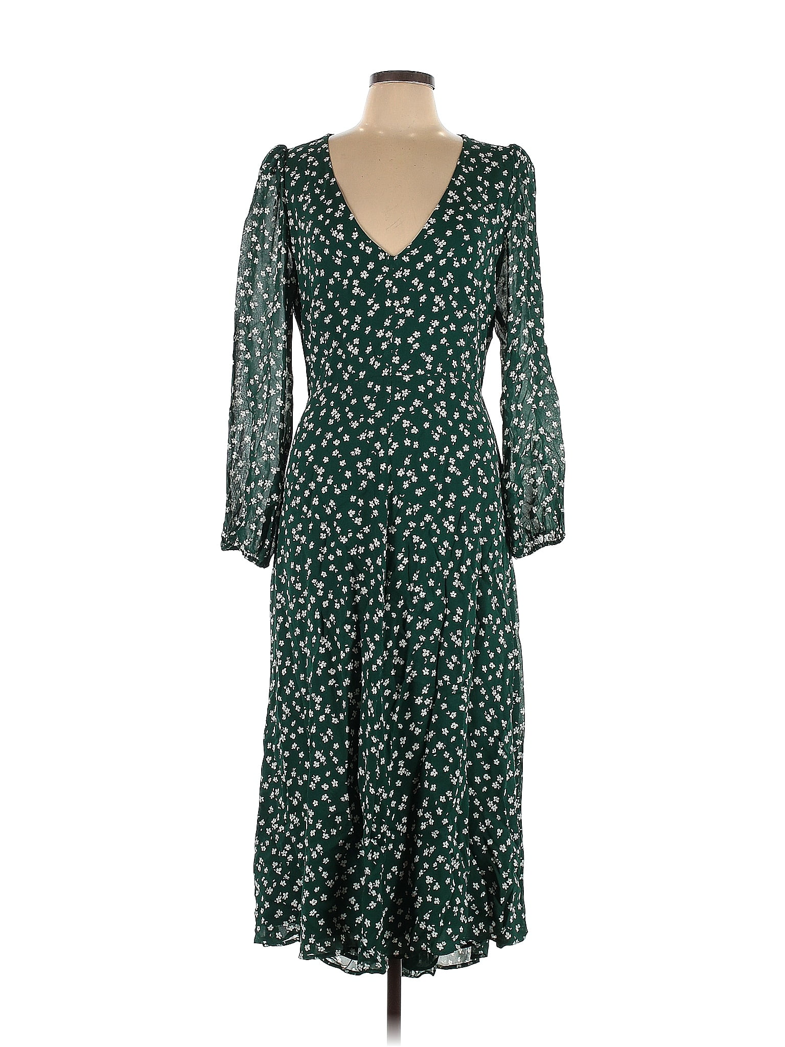Reformation 100% Viscose Floral Green Casual Dress Size 12 - 58% off ...