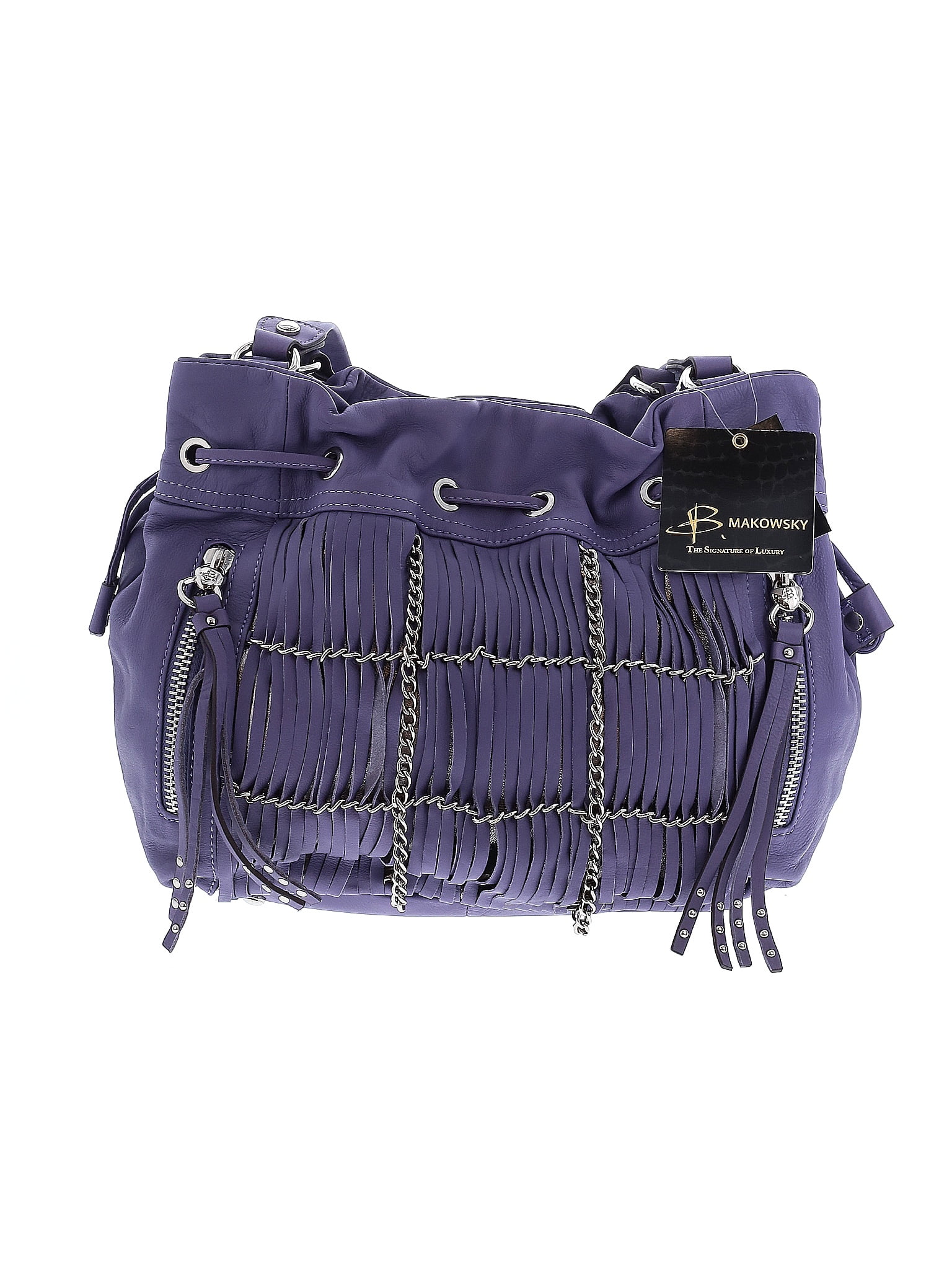 B Makowsky 100% Leather Purple Leather Shoulder Bag One Size - 69% Off ...