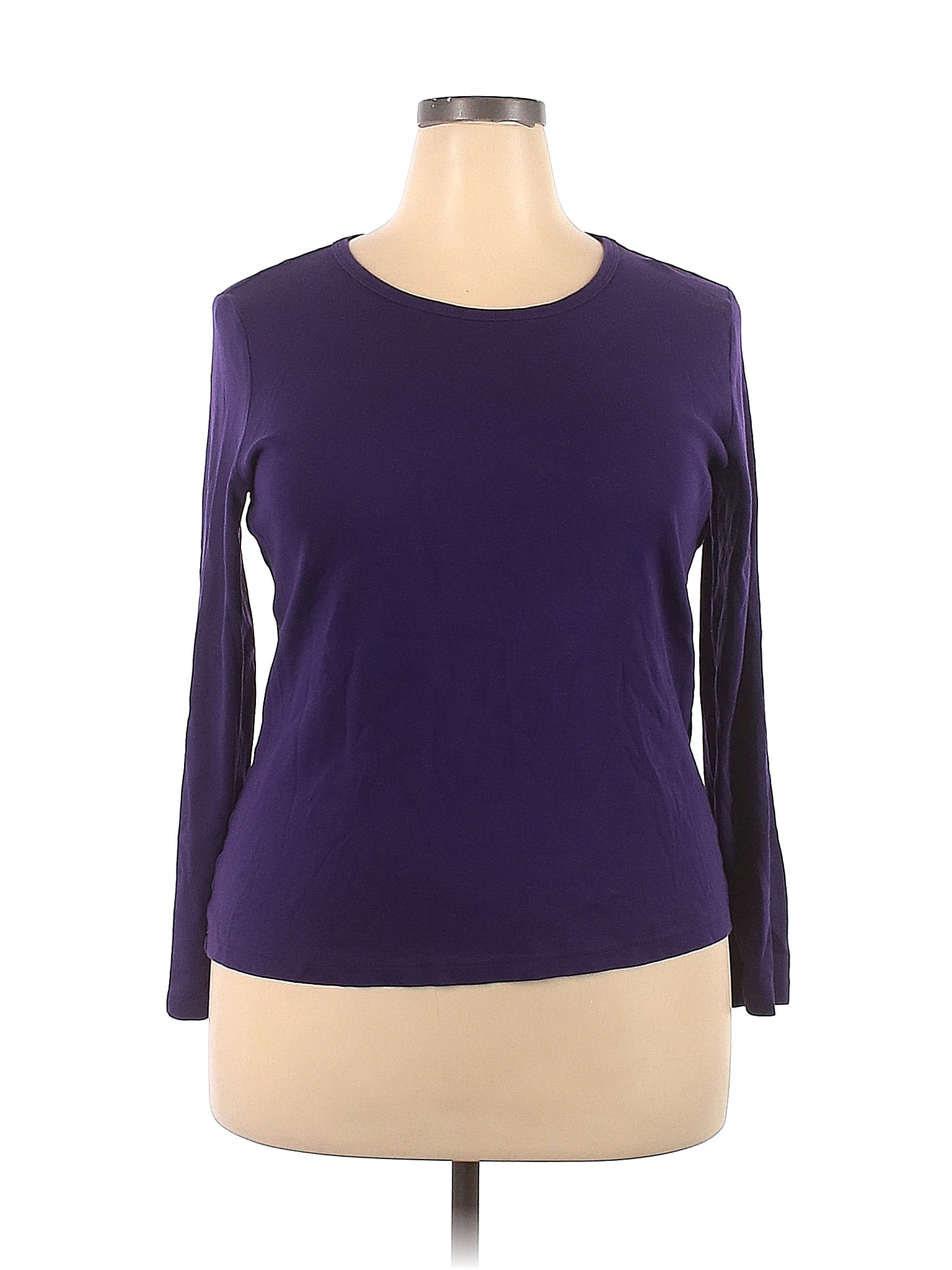 St. John's Bay 100% Rayon Purple 3/4 Sleeve Blouse Size 2X (Plus) - 64