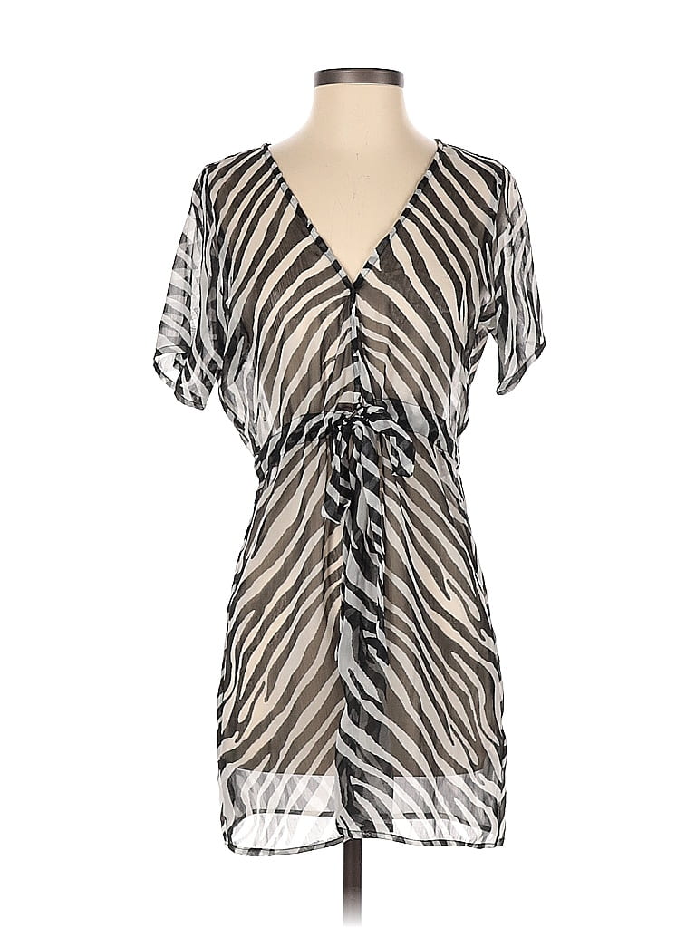 Assorted Brands 100% Polyester Zebra Print Gray Black Swimsuit Cover Up Size P - photo 1