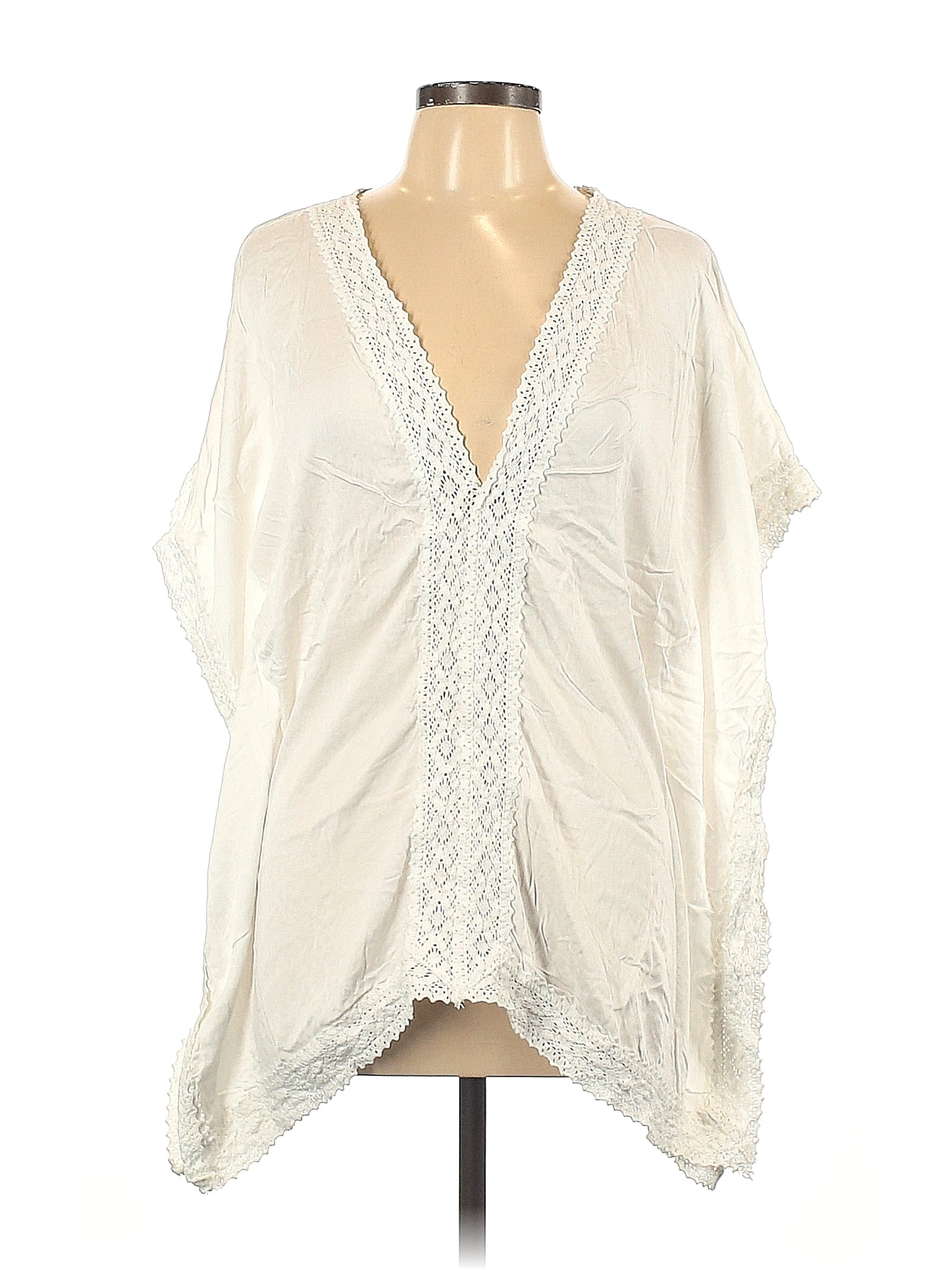 Pilyq 100 Cotton Ivory Short Sleeve Blouse Size Xs Sm 77 Off