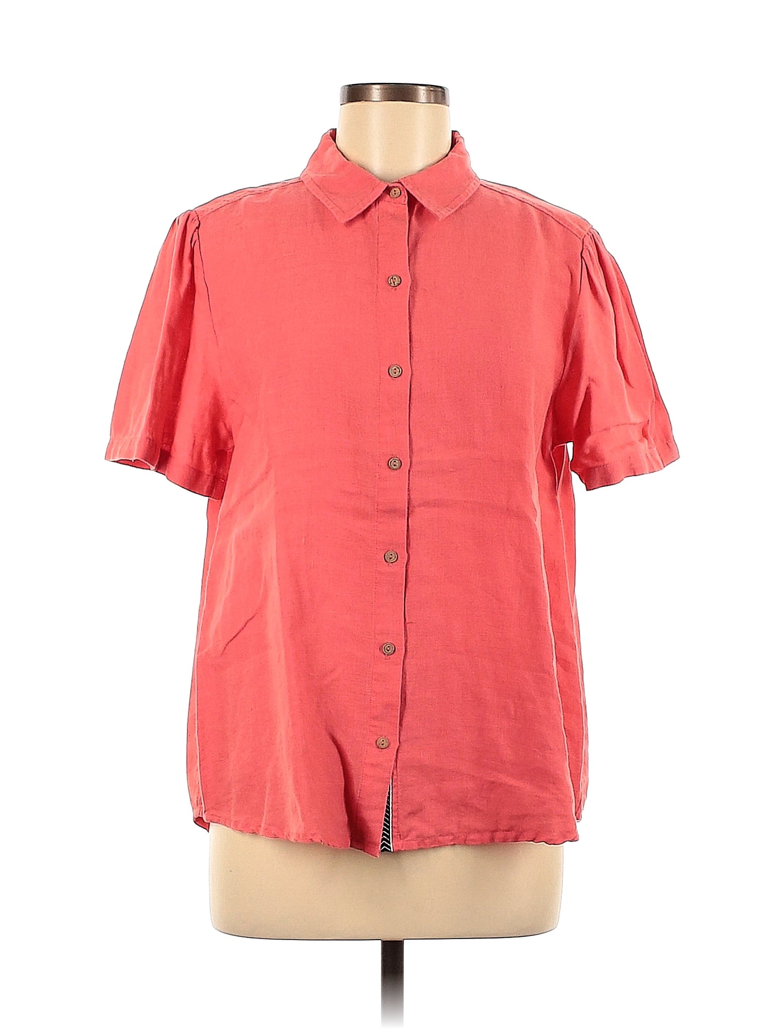 Sundance 100 Linen Red Short Sleeve ButtonDown Shirt Size M 79 off