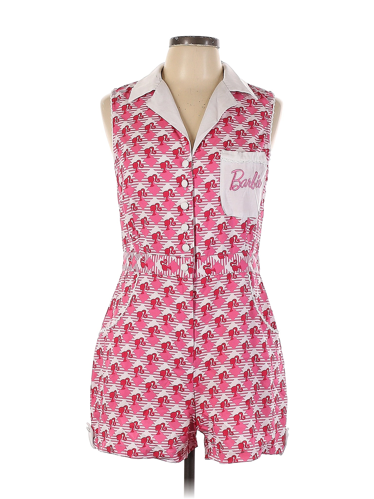 Unique Vintage Color Block Pink Romper Size L - 40% off | thredUP