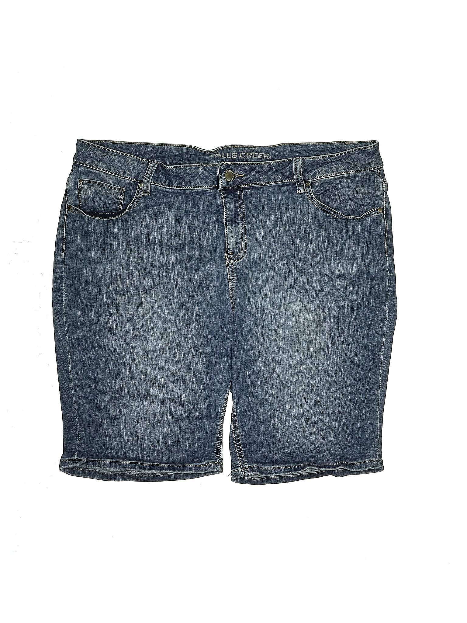 Falls Creek Solid Blue Denim Shorts Size 20 (Plus) 26 off thredUP