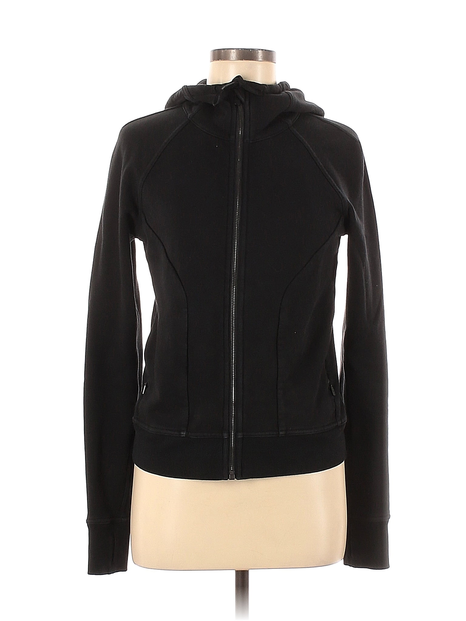 Lululemon Athletica 100 Cotton Solid Black Zip Up Hoodie Size 6 52