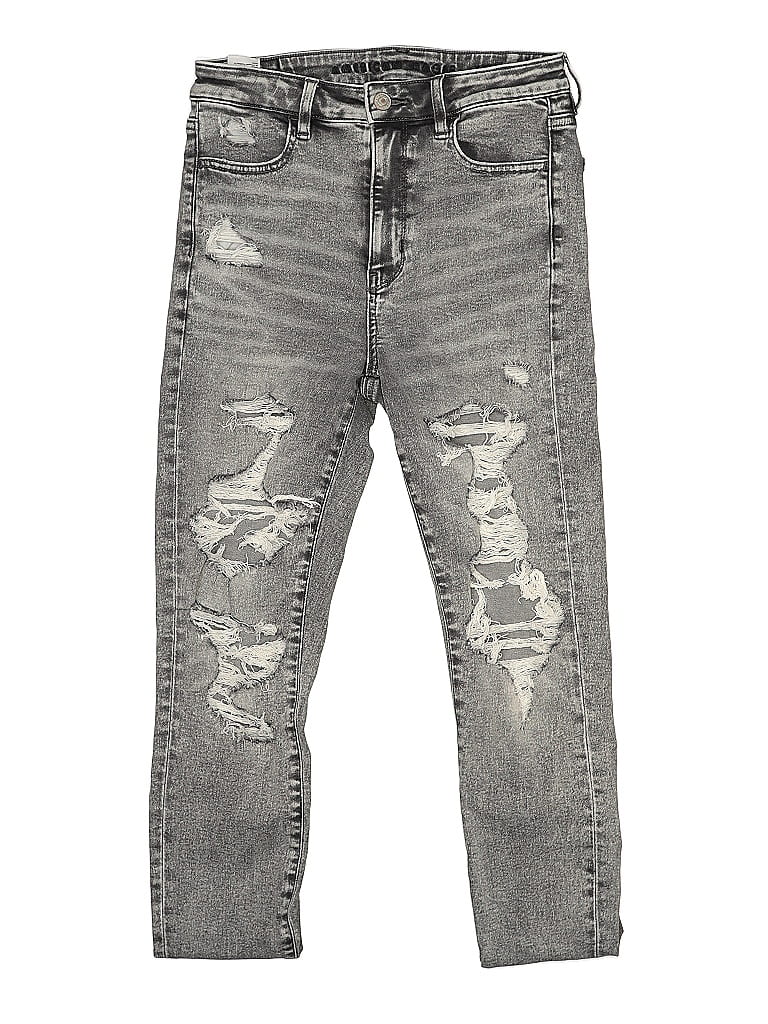 American Eagle Outfitters Marled Tortoise Acid Wash Print Graphic Gray Blue Jeans Size 6 - photo 1