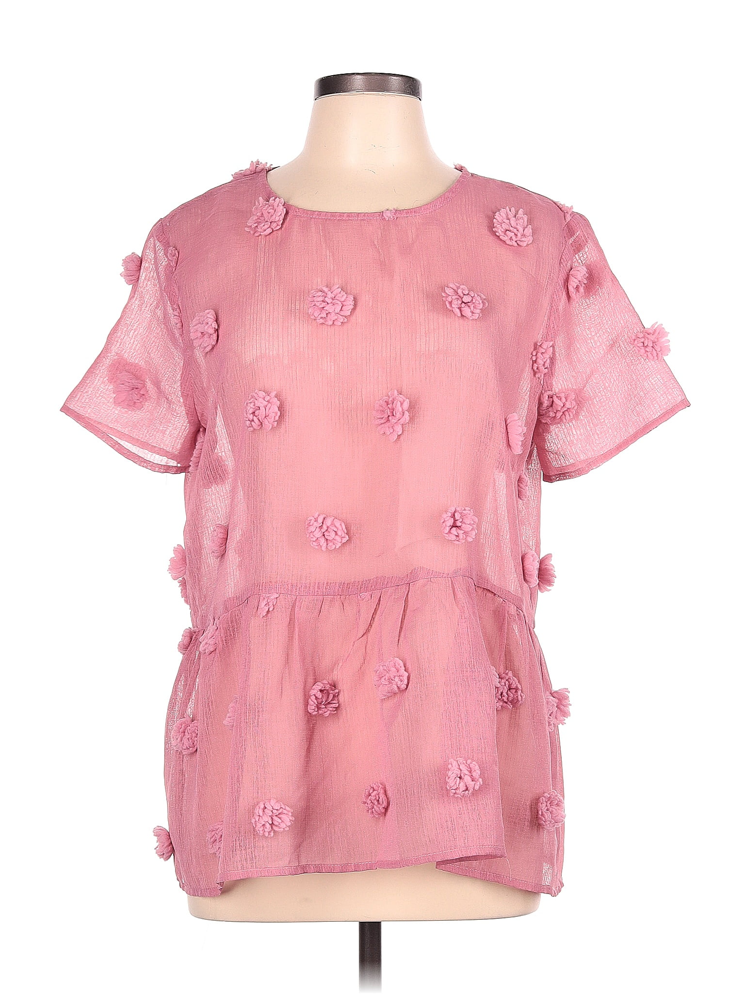 Entro Floral Pink Short Sleeve Blouse Size L - 71% off | thredUP