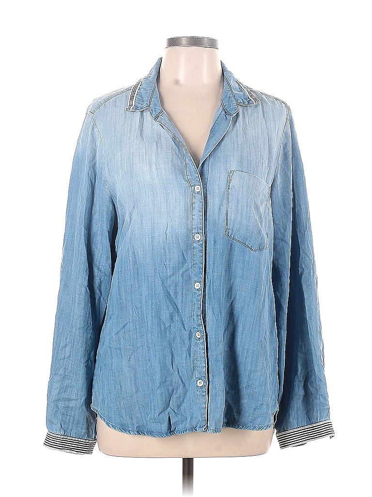 Bella Dahl 100% Tencel Lyocell Blue Long Sleeve Button-Down Shirt Size ...