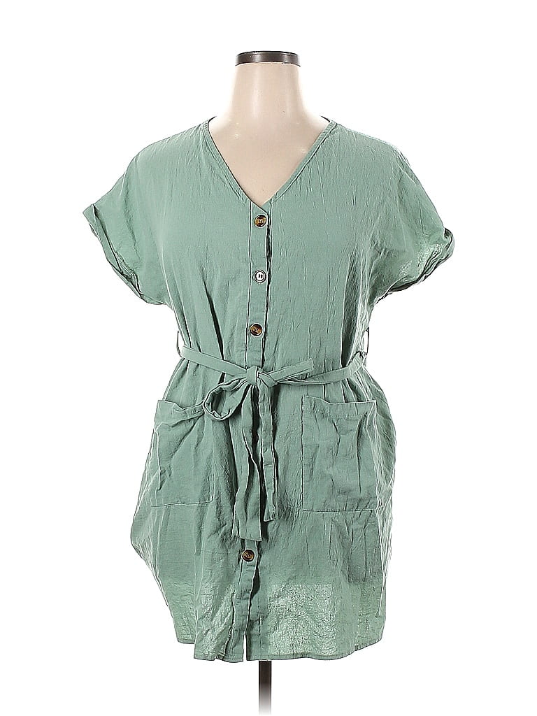 Shein 100% Polyester Green Casual Dress Size 1X (Plus) - photo 1