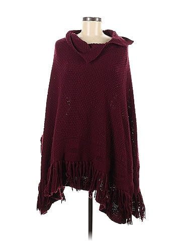 Coldwater Creek Solid Maroon Burgundy Poncho One Size - 62% off