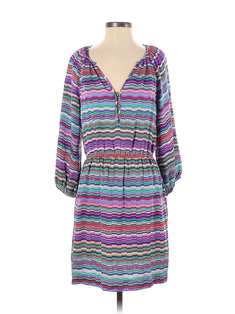 Shoshanna 100% Silk Stripes Multi Color Purple Casual Dress Size 4 - 87 ...