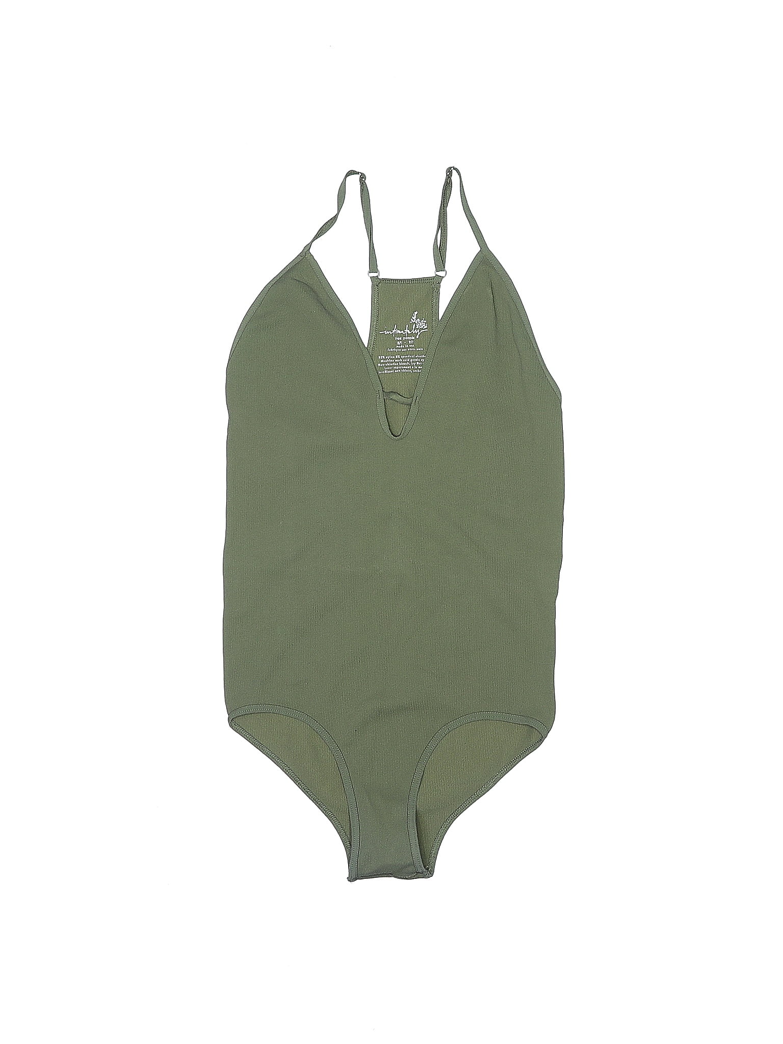 Intimately By Free People Solid Green One Piece Swimsuit Size Xs Sm