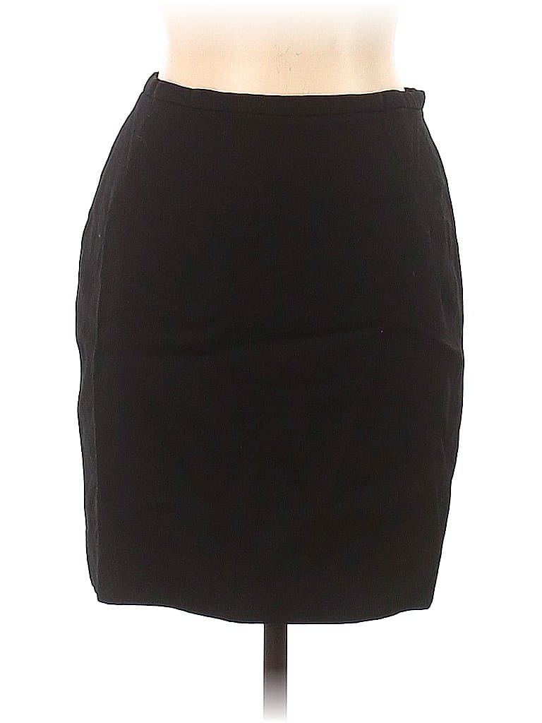 Cerruti 1881 100% Virgin Wool Solid Black Casual Skirt Size 12 - photo 1