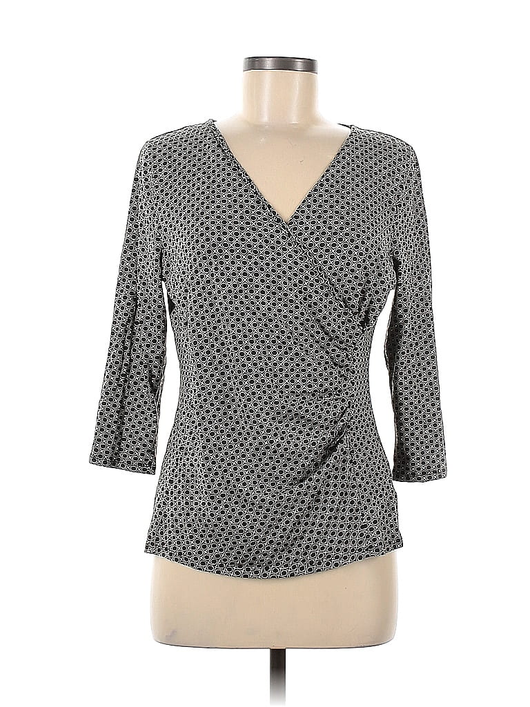 Talbots Outlet Polka Dots Gray 3/4 Sleeve Top Size M - 42% off | thredUP