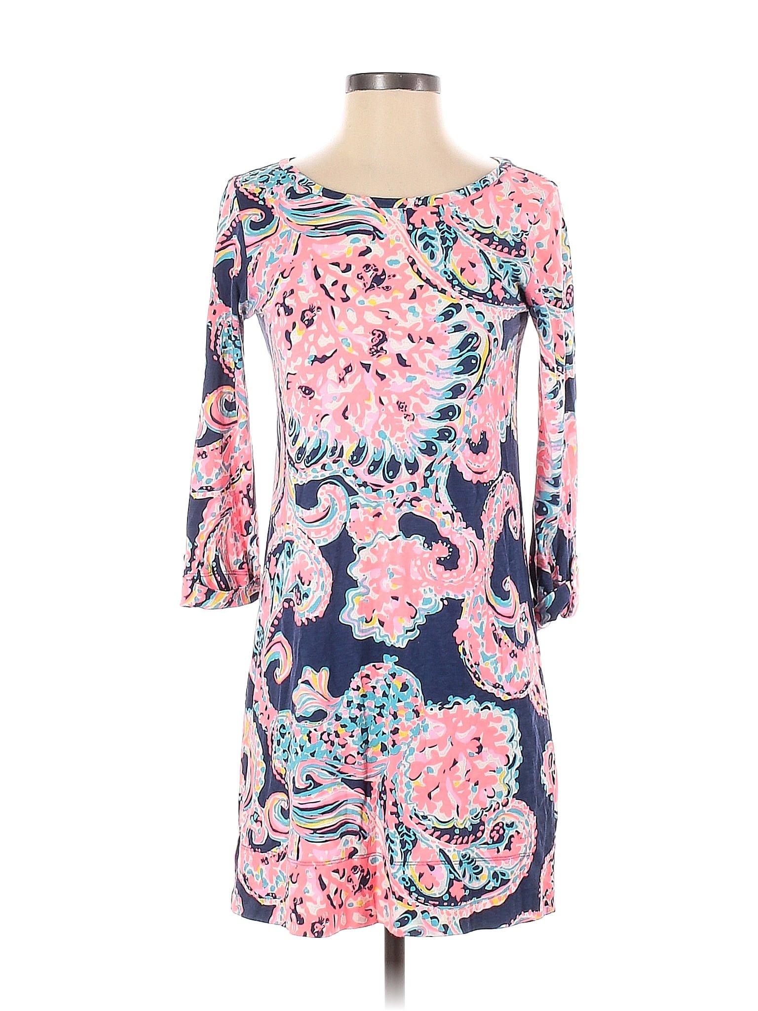 Lilly Pulitzer 100 Pima Cotton Floral Multi Color Pink Casual Dress