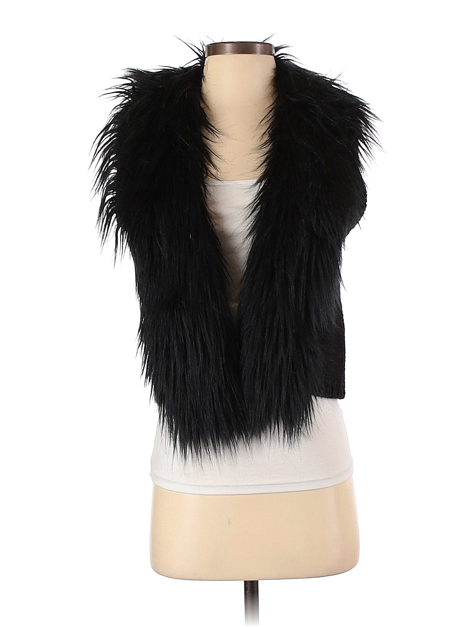 Express Solid Black Faux Fur Vest Size XS 80 off thredUP