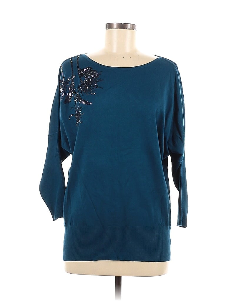 Alfani Floral Motif Blue Pullover Sweater Size M - photo 1