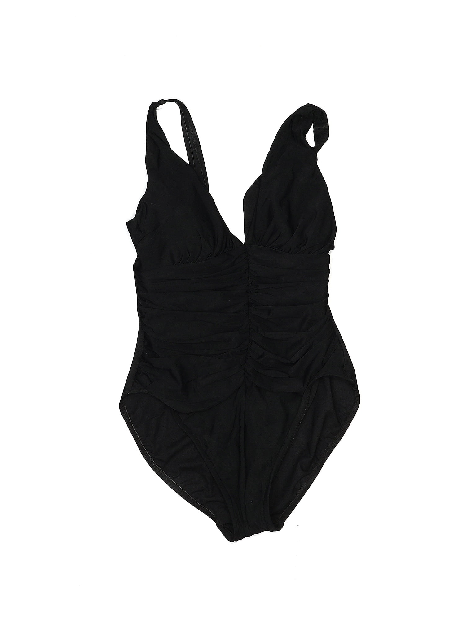 Miraclesuit Solid Black One Piece Swimsuit Size 12 63 Off Thredup 1552