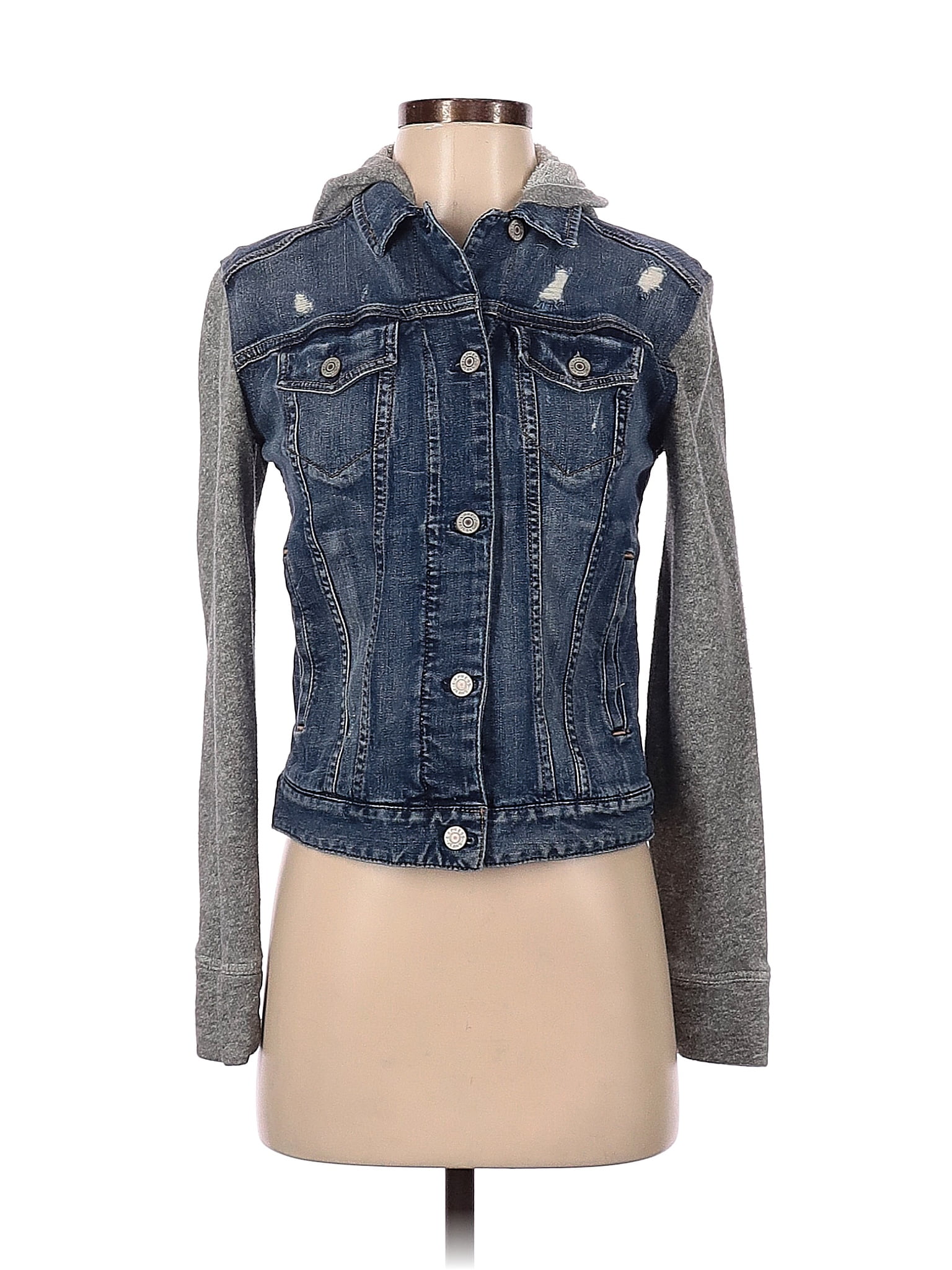 Express Jeans 100 Cotton Gray Denim Jacket Size XS 71 off thredUP