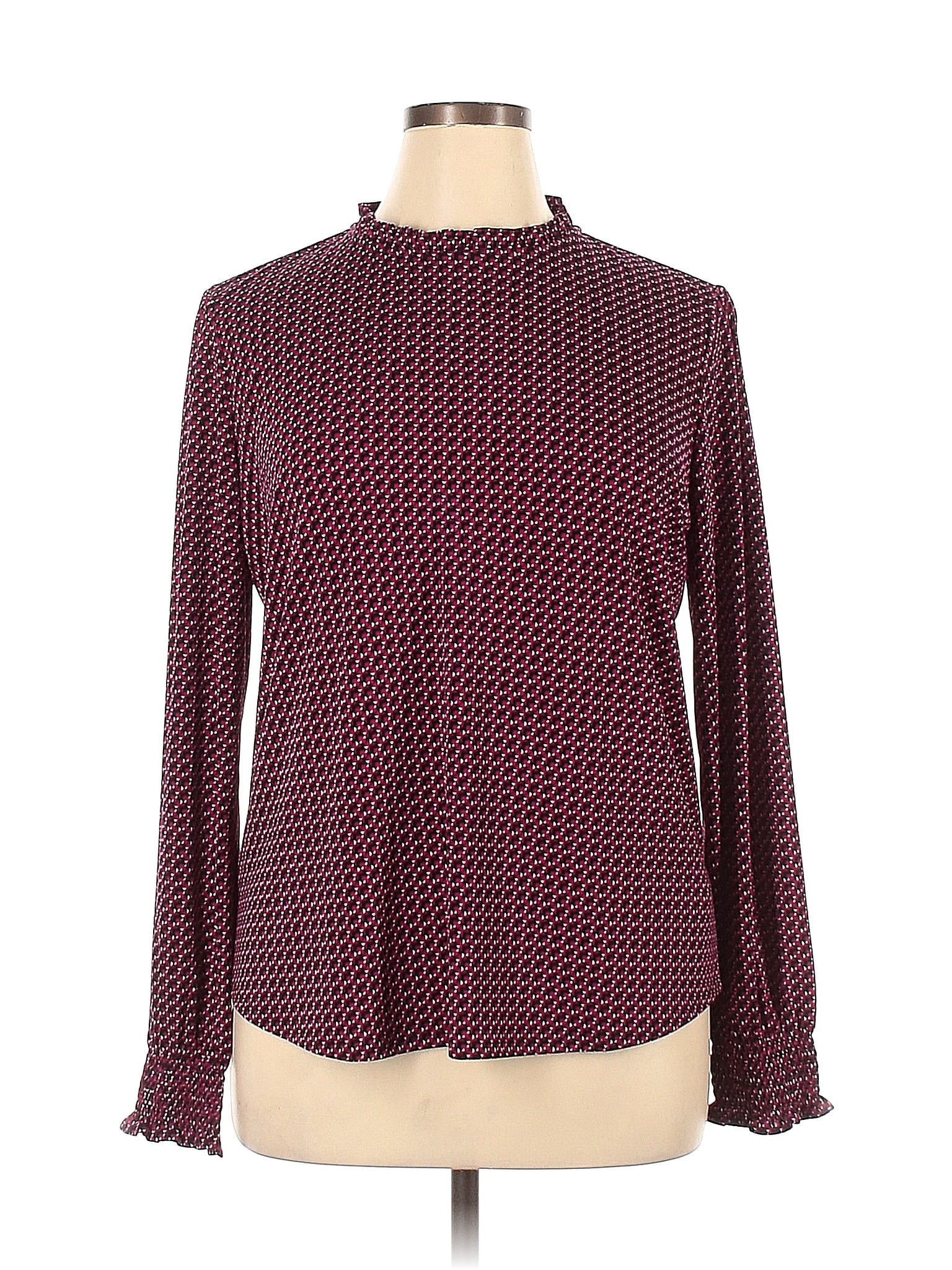 Adrianna Papell Burgundy Long Sleeve Blouse Size Xl 83 Off Thredup