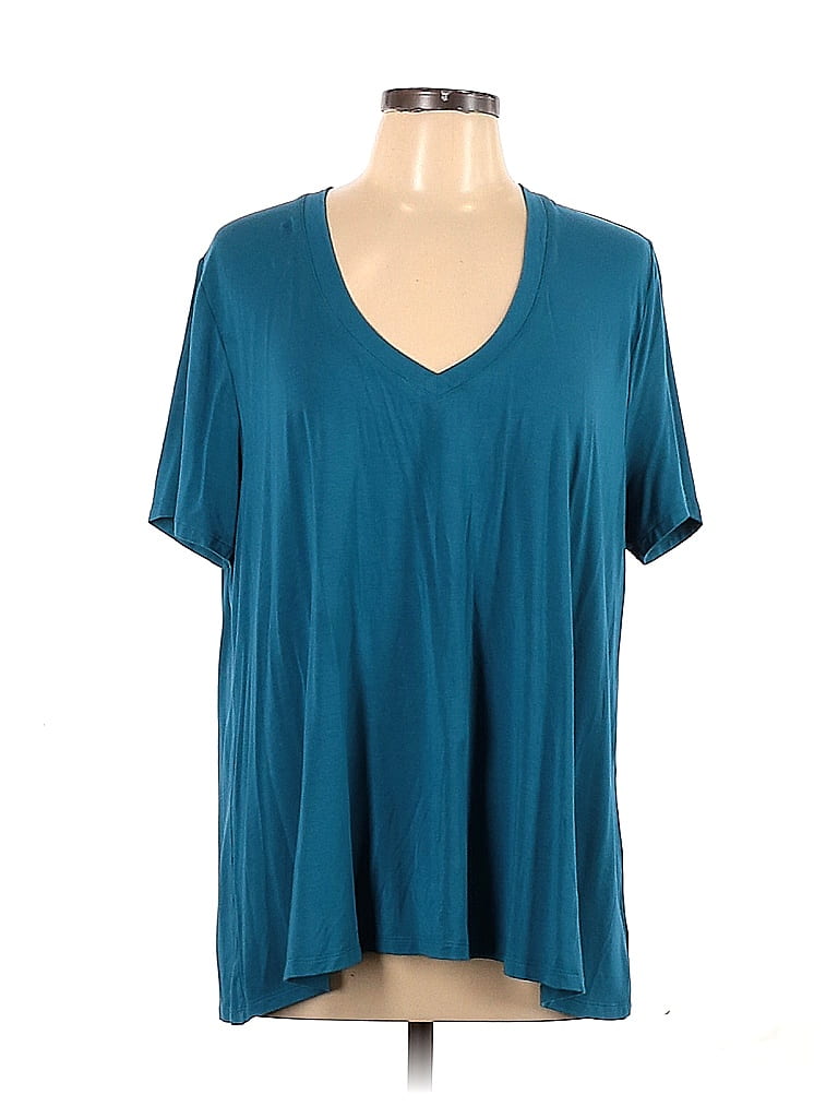 Johnny Was Solid Teal Short Sleeve T-Shirt Size XXL - photo 1