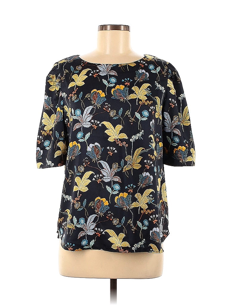 Ann Taylor LOFT 100% Polyester Black Short Sleeve Blouse Size M - 65% ...