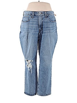 Madewell The Plus Curvy Perfect Vintage Straight Jean in Kingsbury Wash: Ripped Knee Edition (view 1)